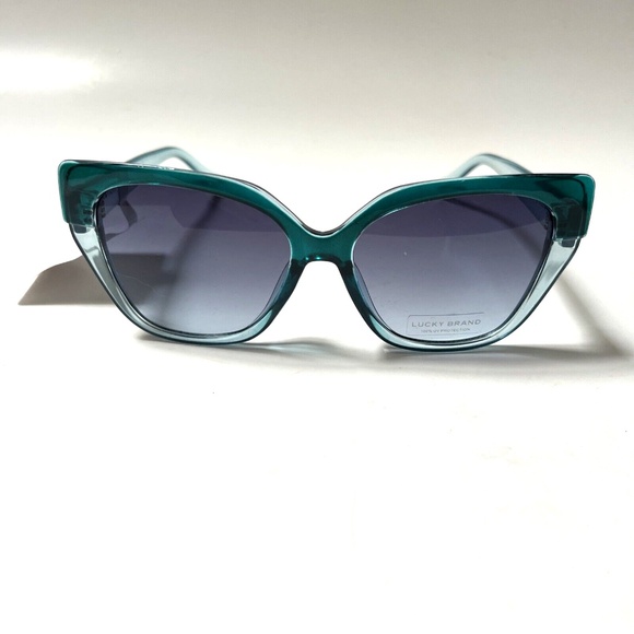 New Original LUCKY BRAND Sunglasses Green Crystal Cat Eye Translucid Acetate - Picture 2 of 7